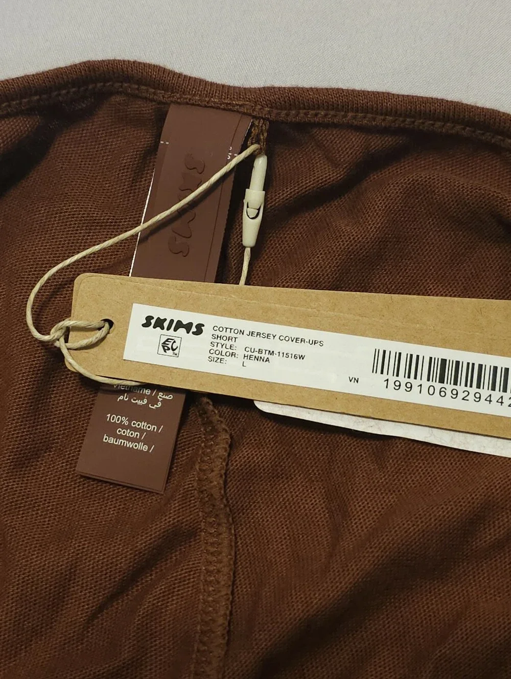 Skims Cotton Jersey Cover Ups Short CU-BTM-11516W Henna Size Large